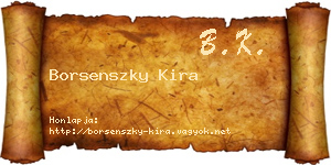 Borsenszky Kira névjegykártya